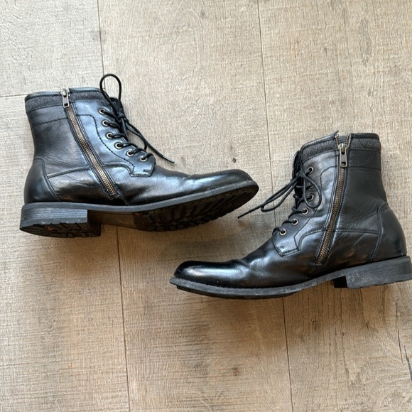 Joe’s Jeans Mitch Black Leather & Textile Combat High-Top Lace-Up Boots Size 9 - Picture 2 of 16